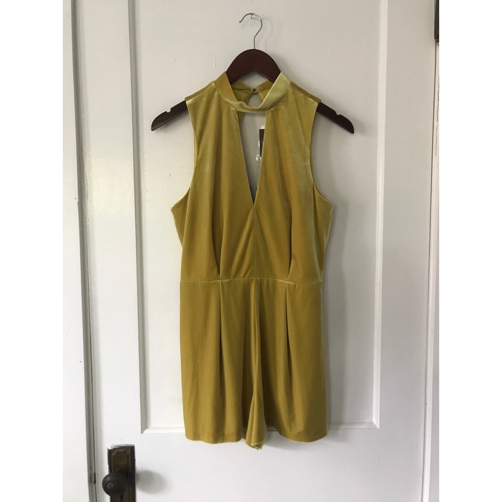 Mustard green velour Topshop romper